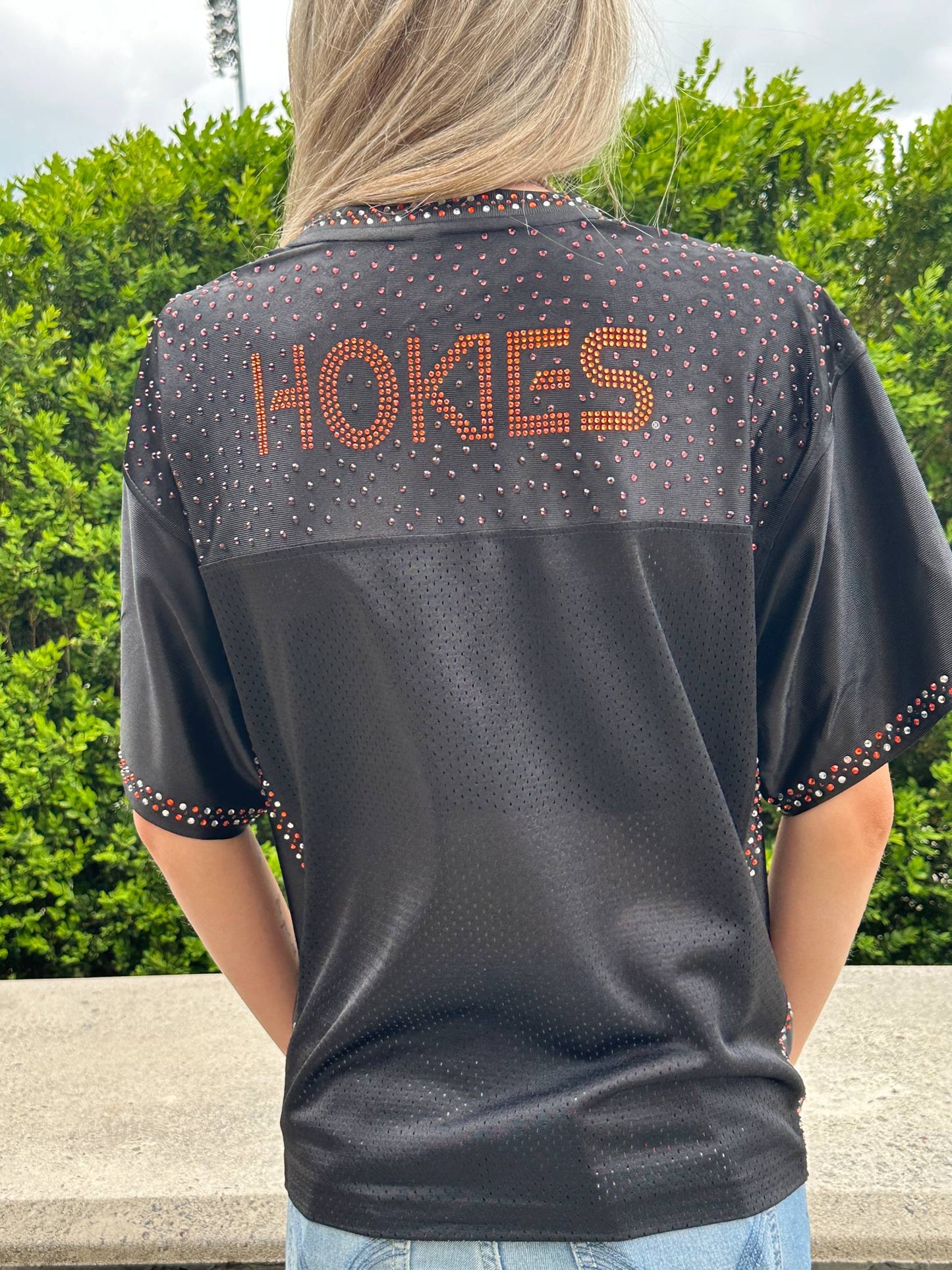 VT Bling Jersey – Black Handmade Rhinestone VT Game Day