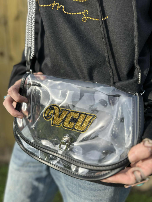 VCU Oval Clear Crossbody Purse with Bling Logo