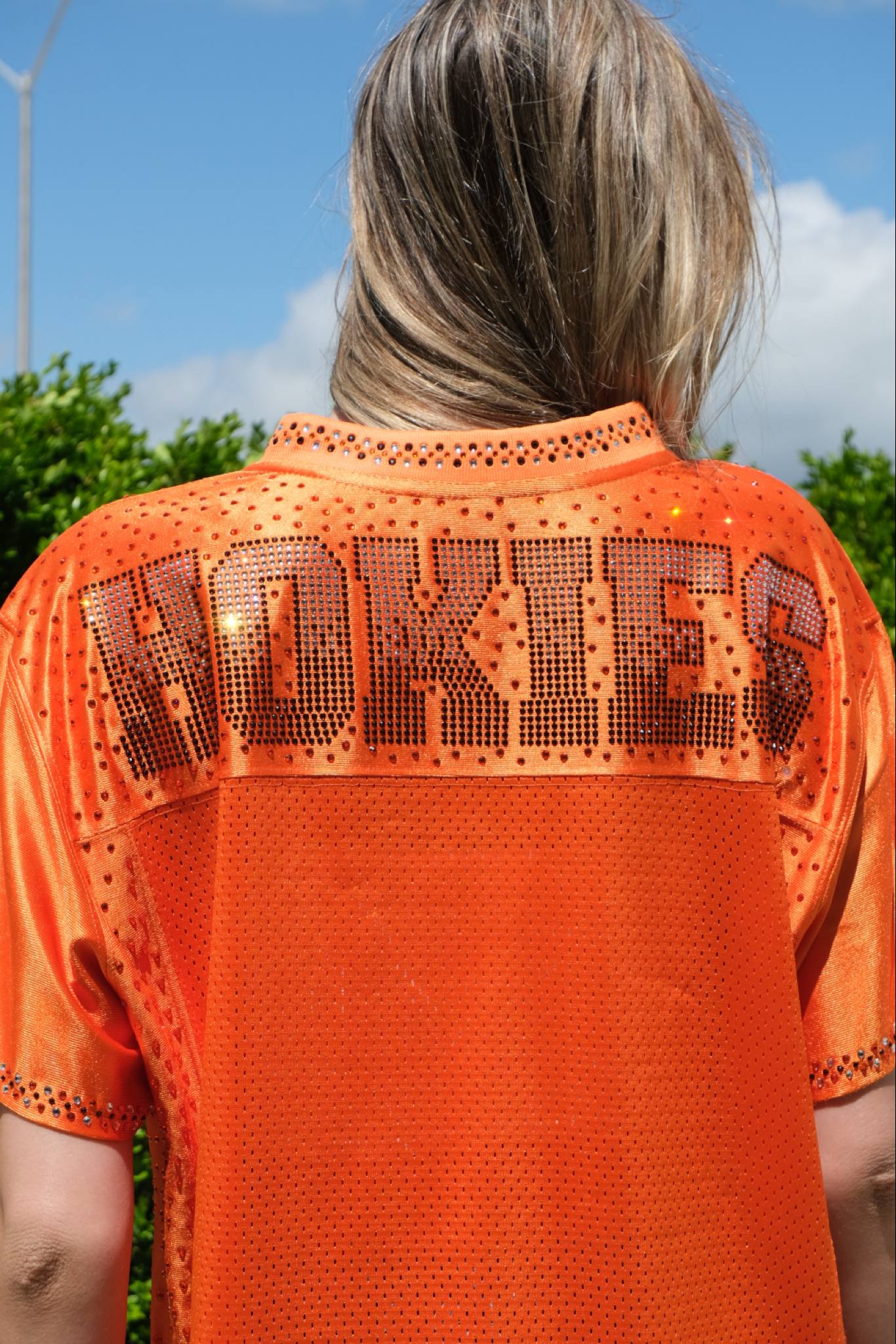 VT Bling Jersey – Orange Handmade Rhinestone VT Game Day