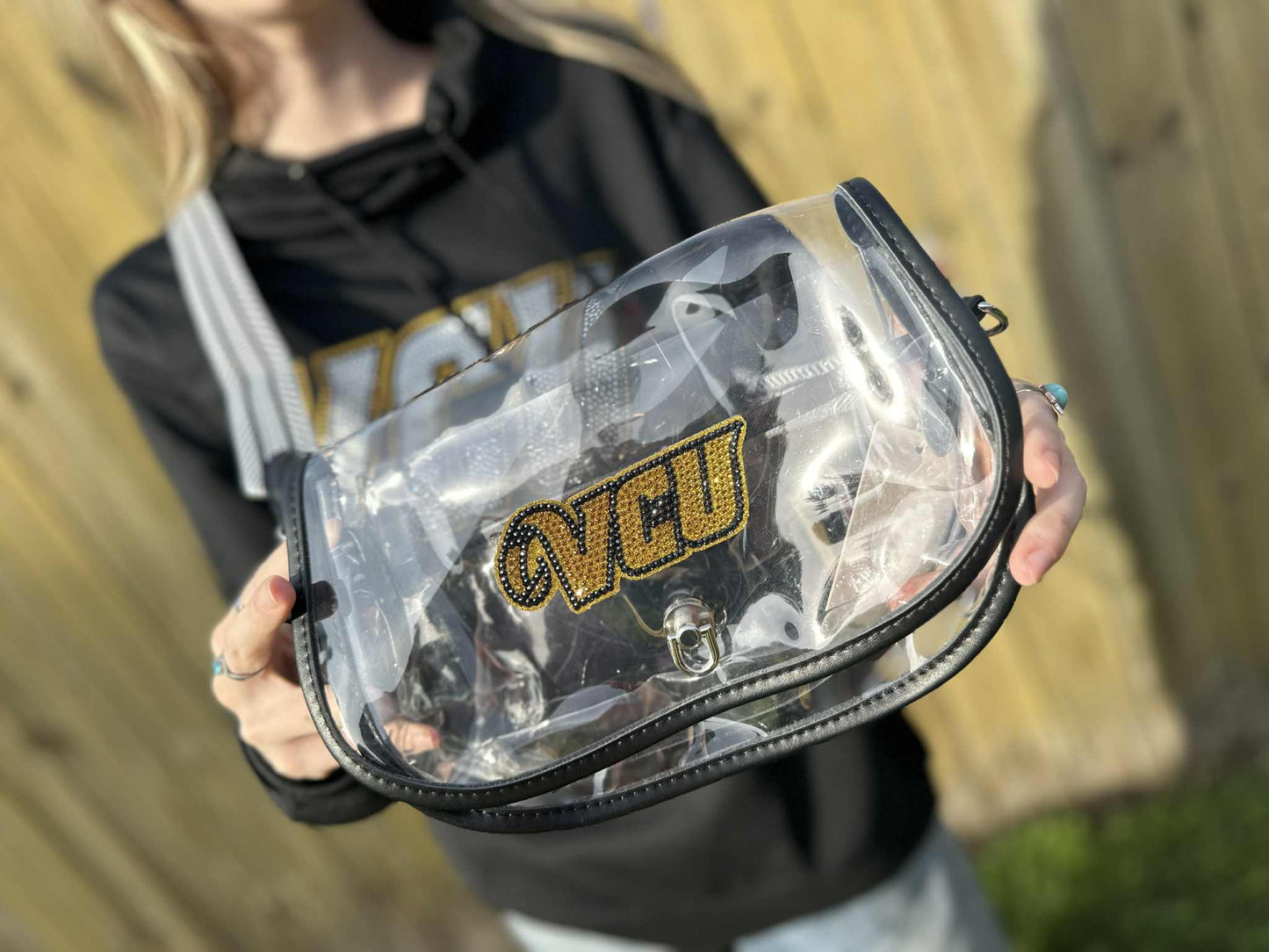 VCU Oval Clear Crossbody Purse with Bling Logo