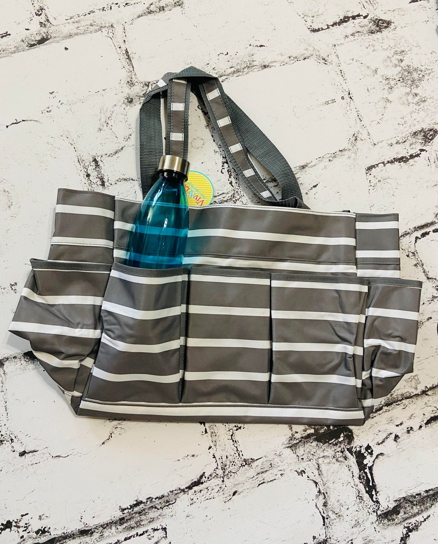 Gray Stripe Pocket Travel Bag