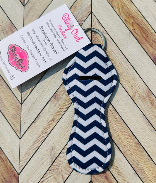 Navy Chevron Chapstick Holder