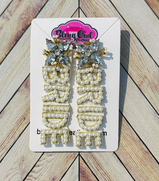 Bride Pearl and Rhinestone Beaded Earrings