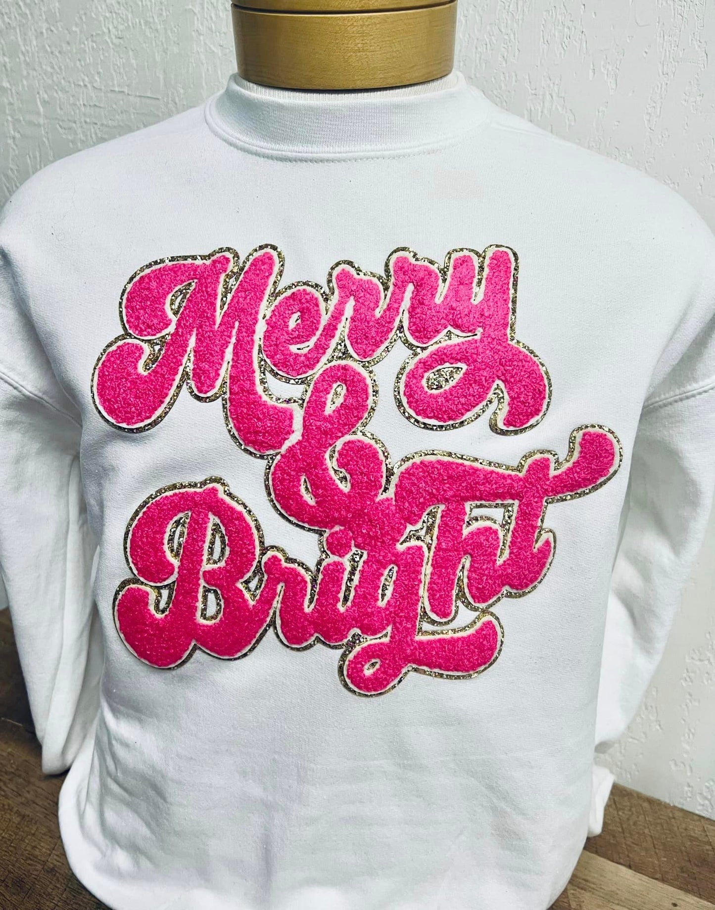 Christmas Chenille Patch Sweatshirt- Merry & Bright