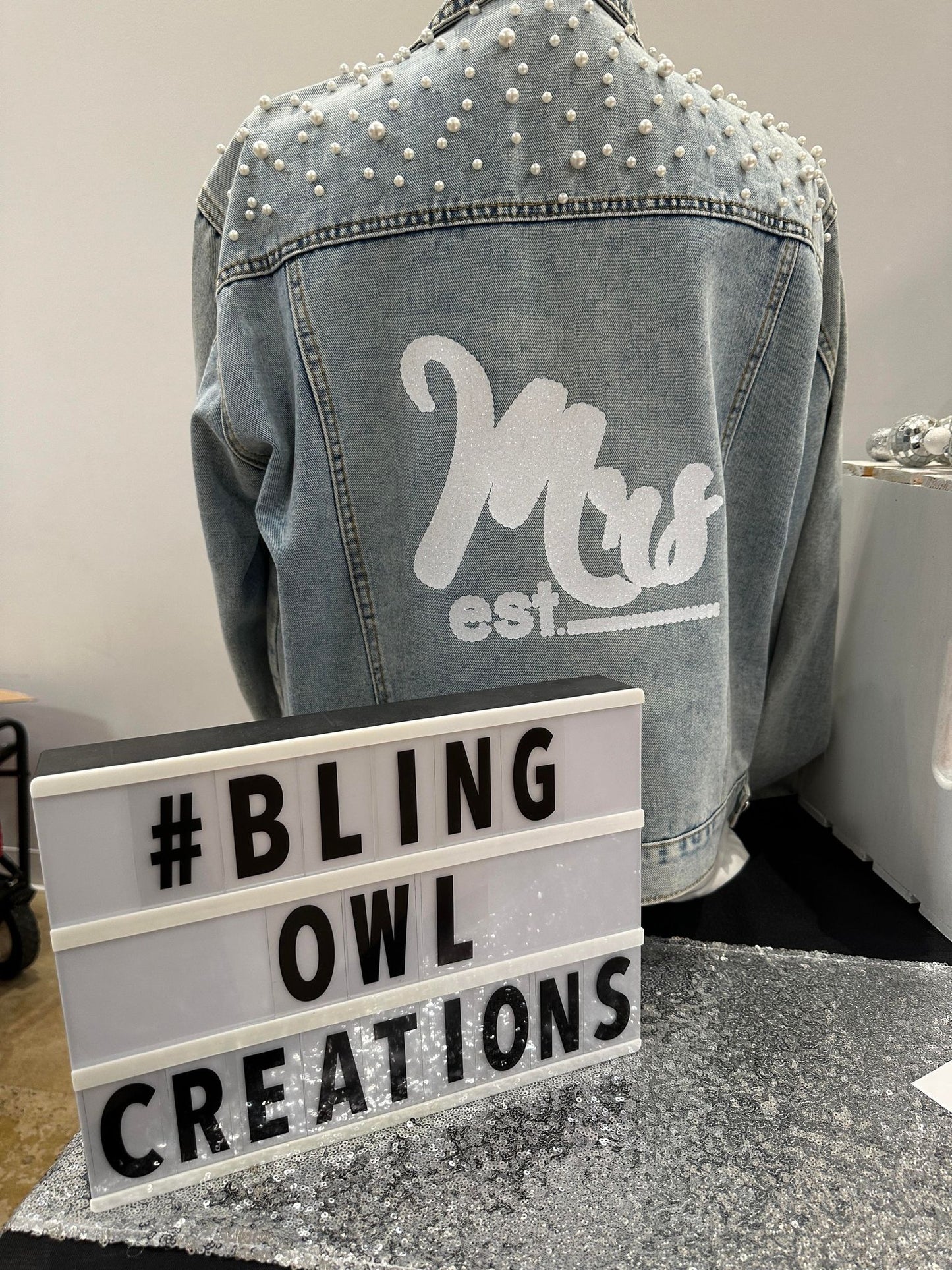 Denim Jacket with Pearls for Brides