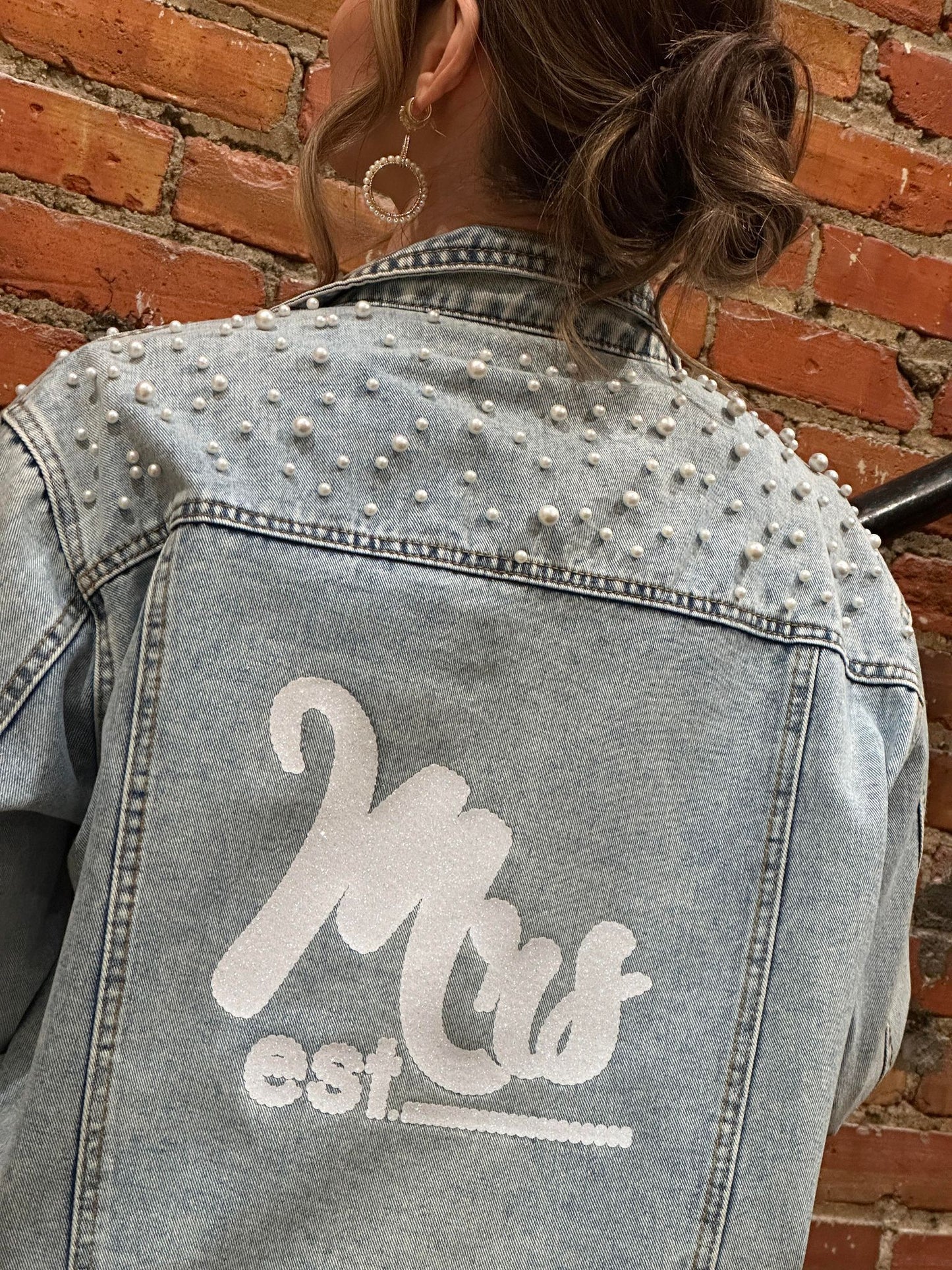 Denim Jacket with Pearls for Brides