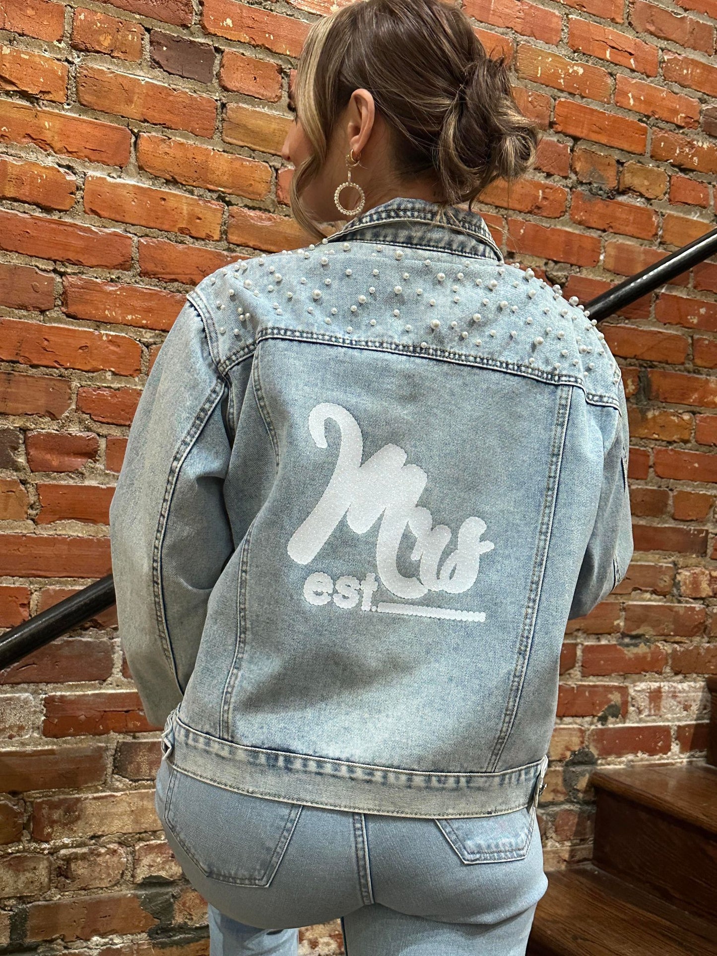 Denim Jacket with Pearls for Brides