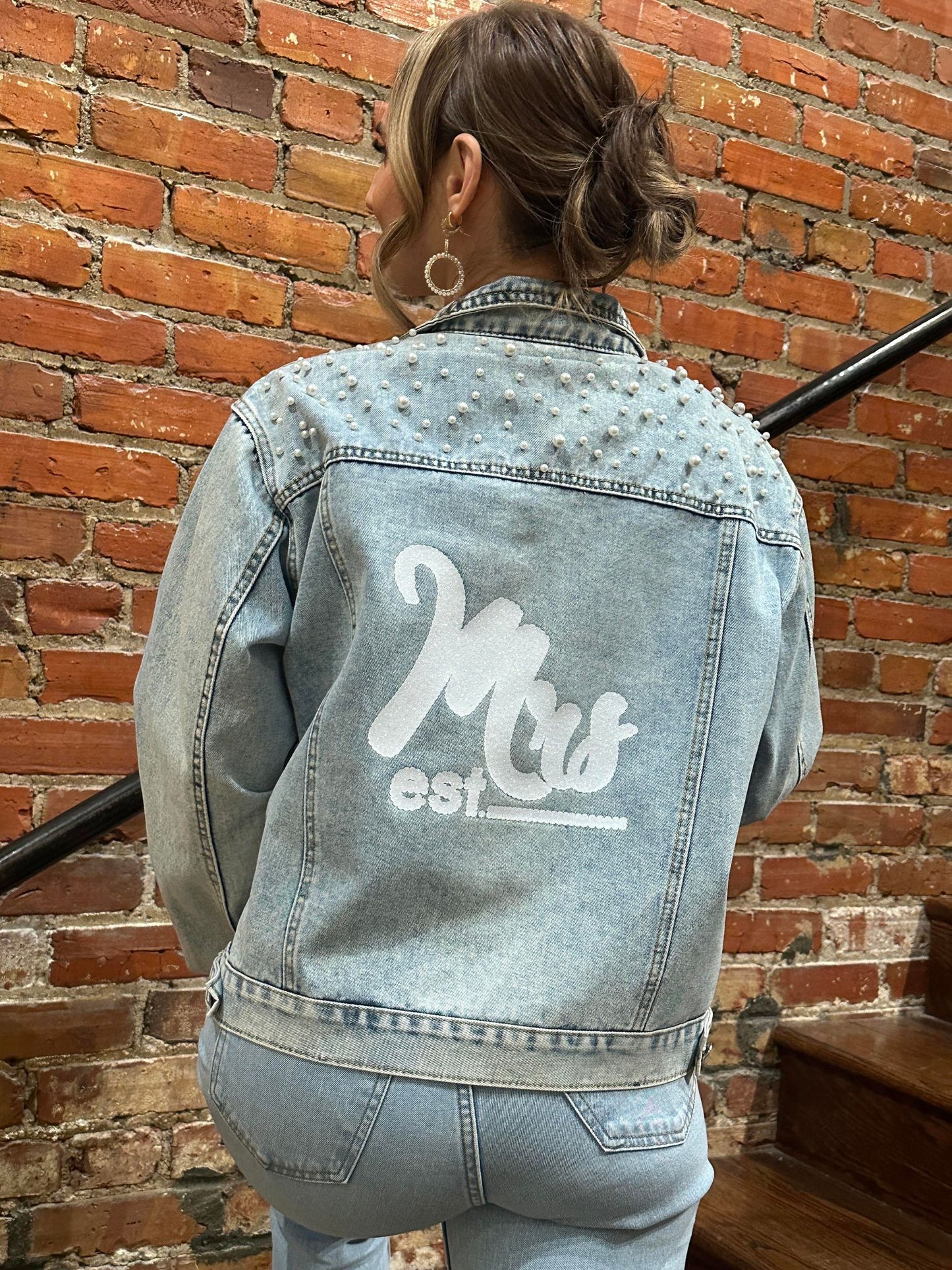 Denim Jacket with Pearls for Brides