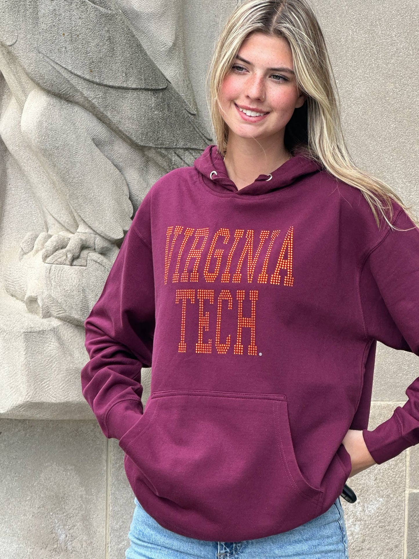 VT Virginia Tech Block Font Burgundy Hoodie