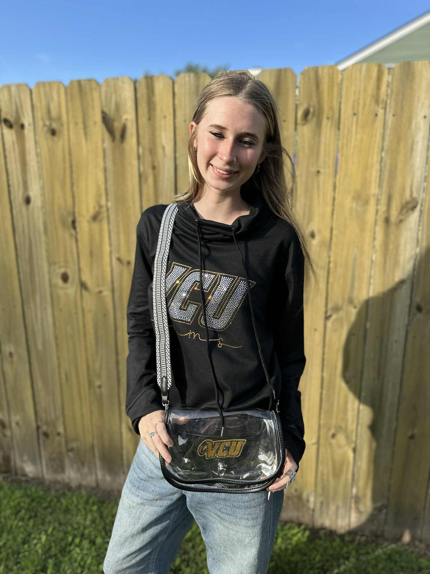 VCU Oval Clear Crossbody Purse with Bling Logo