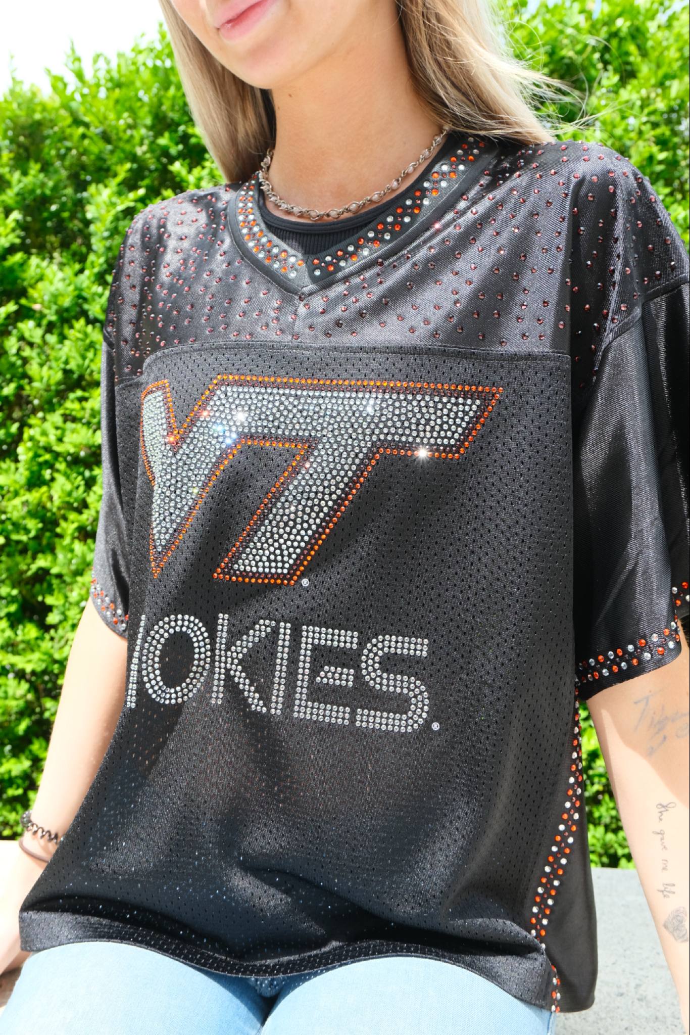 VT Bling Jersey – Black Handmade Rhinestone VT Game Day