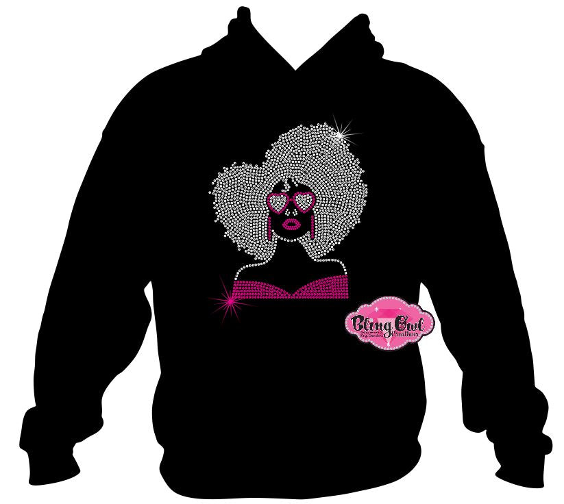 lady heart glasses shirt black women afro hair cultural african american rhinestones sparkle bling