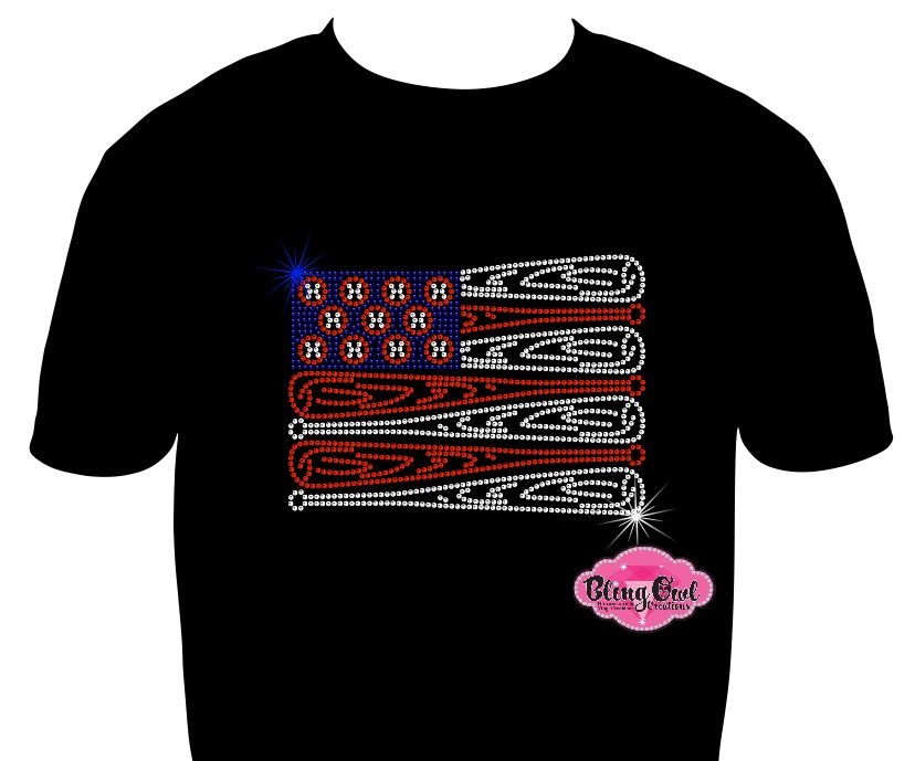 patriotic american flag past time baseball shirts gameday tshirts rhinestones sparkle bling