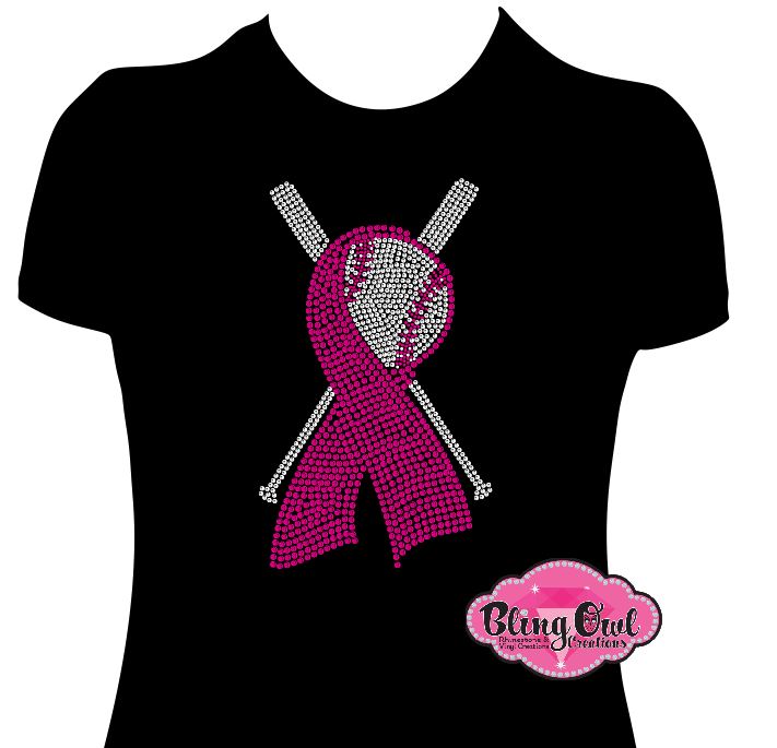 Baseball Bat Cancer Ribbon (Rhinestone Design)