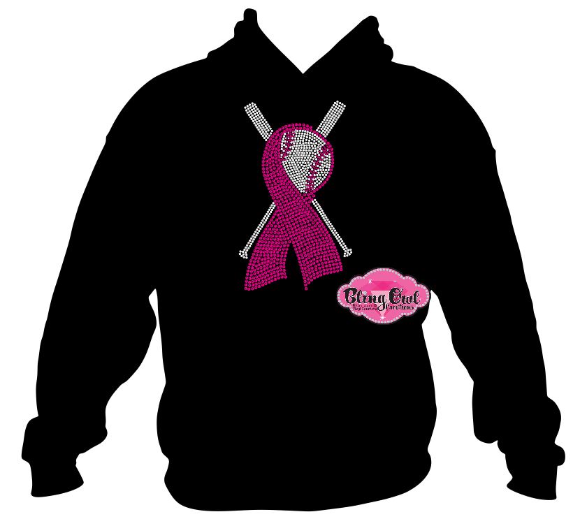 Baseball Bat Cancer Ribbon (Rhinestone Design)