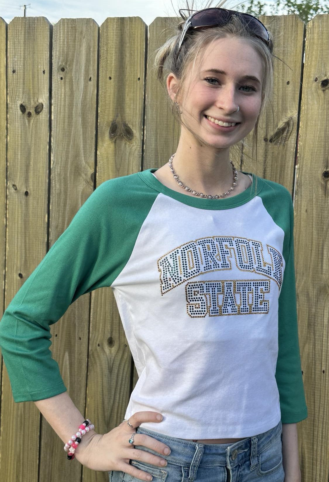 NSU Women's Norfolk State Baseball Crop Raglan T-Shirt