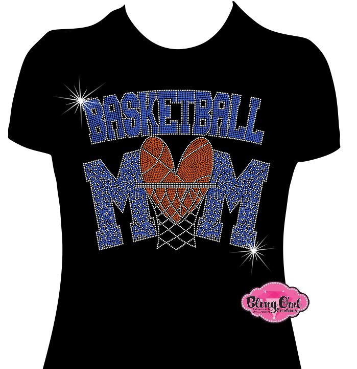 basketball_mom design shirt school spirit wear for sports mom rhinestones sparkle shirt