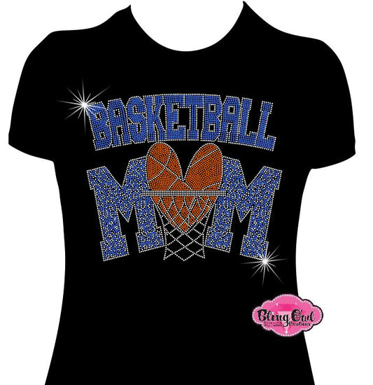 basketball_mom design shirt school spirit wear for sports mom rhinestones sparkle shirt