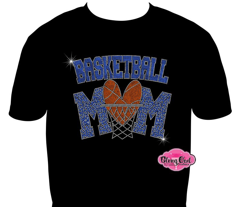 basketball_mom design shirt school spirit wear for sports mom rhinestones sparkle shirt