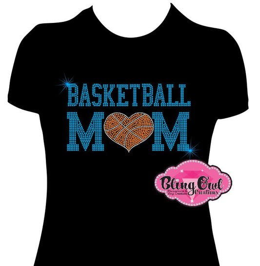 basketball_mom design shirt school spirit wear for sports mom rhinestones sparkle shirt