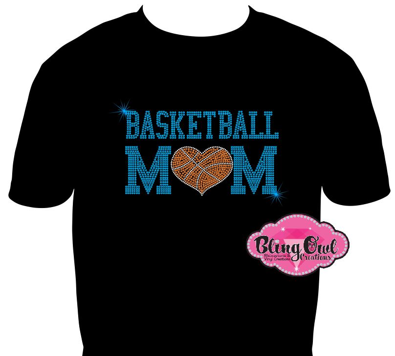 basketball_mom design shirt school spirit wear for sports mom rhinestones sparkle shirt