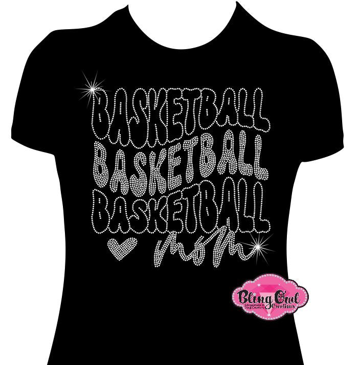 basketball_mom spirit_wear black shirt rhinestones sparkle bling