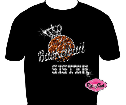 basketball_mom crown spirit_wear gray fitted shirt rhinestones sparkle bling