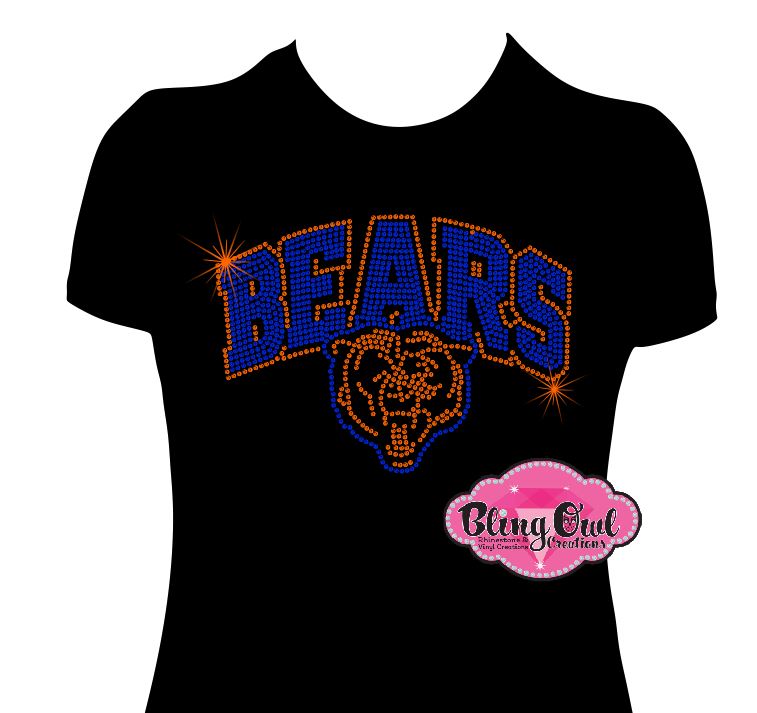 bears_spirit_wear team school spirit wear shirt rhinestones sparkle bling