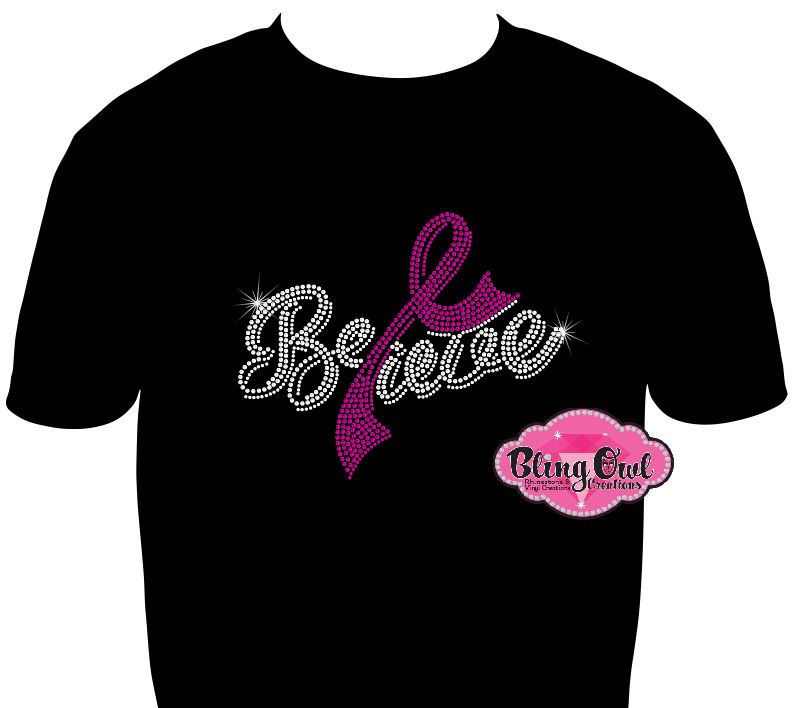 Believe Cursive Ribbon (Rhinestone Design)
