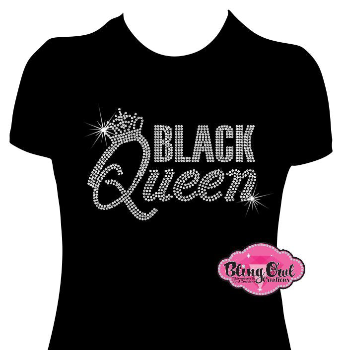 black queen princess crown lady shirt black women cultural african american rhinestones sparkle bling