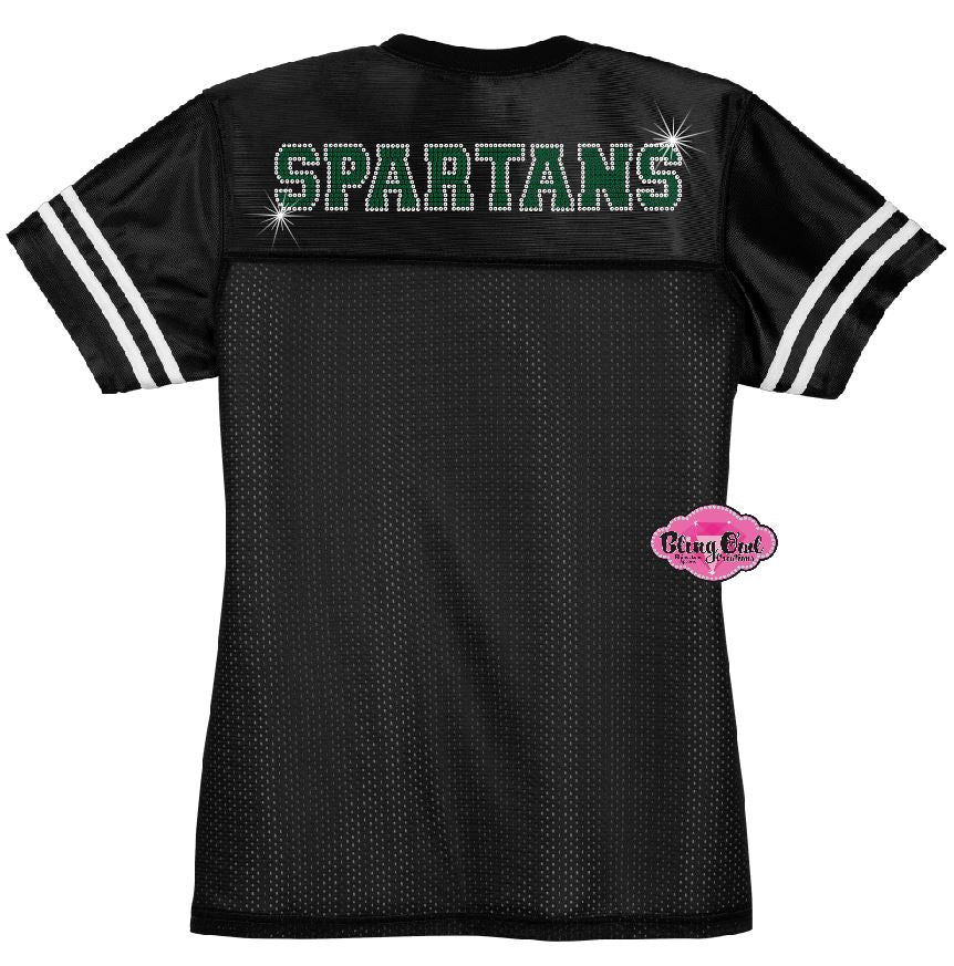 MSU Football Bling Jersey Spartan Helmet Womens Cut