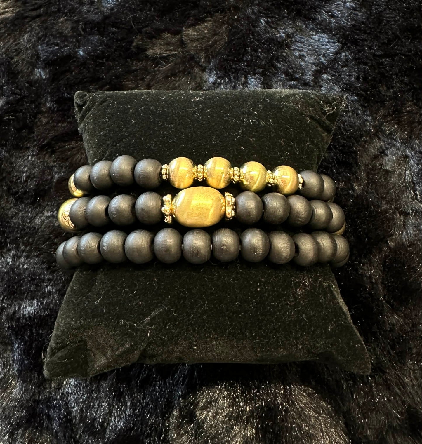 Black & Gold Stacking Bracelet