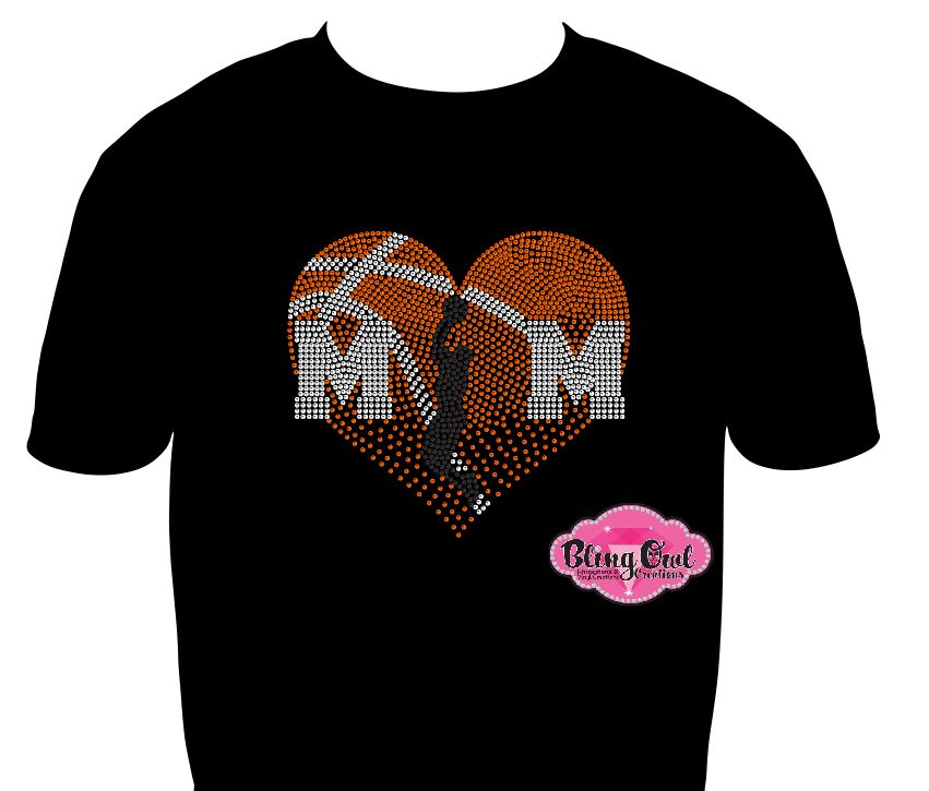 basketball_mom spirit_wear black shirt rhinestones sparkle bling