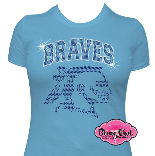 indian_river braves mascot school_spirit_wear rhinestones sparkle bling