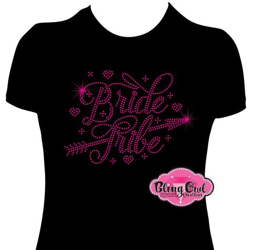 bridal_tribe rhinestone_ladies_bling_tees sparkle bachelorette_party_outfit bridal_shower_tshirt bling_babes chic_and_casual