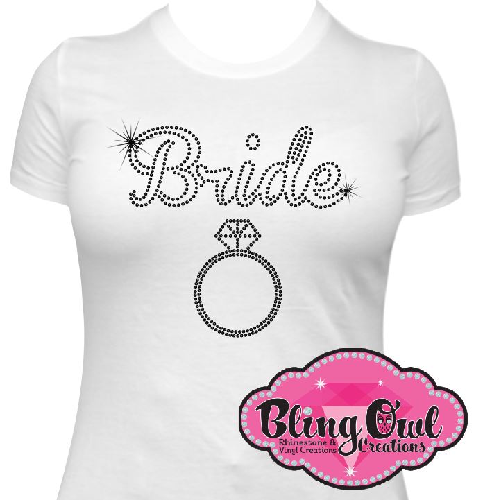 Bride_with_ring bride_to_bling chic_and_classy outfit bachelorette_bling_outfit bridal_shower_tee trendy_bride_to_be shirt rhinestone_royalty sparkle_on_your_day ladies_bling_shirt bling_babes wedding_bling_shirt