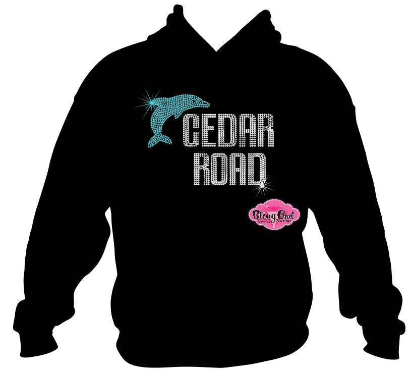 cedar_road_dolphins team_shirt school_spirit_wear rhinestones sparkle bling