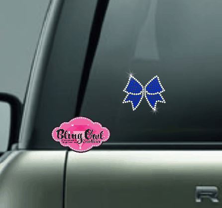 cheer bow bling decal car decal window decal laptop water bottle sticker bling rhinestones sparkle