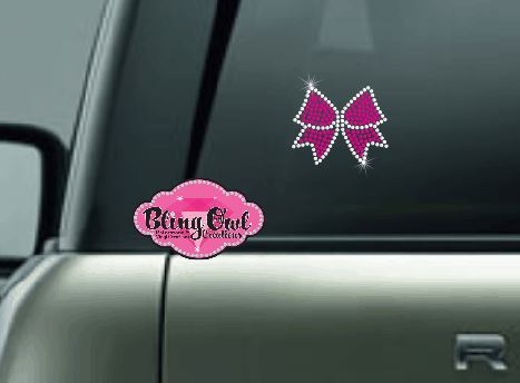 cheer bow bling decal car decal window decal laptop water bottle sticker bling rhinestones sparkle