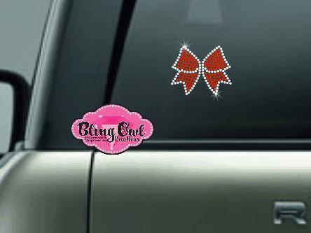 cheer bow bling decal car decal window decal laptop water bottle sticker bling rhinestones sparkle