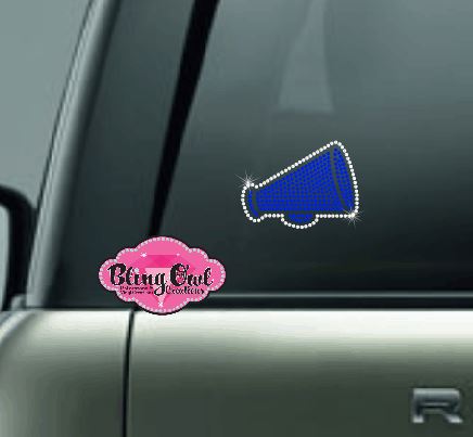 cheer megaphone bling decal car decal window decal laptop water bottle sticker bling rhinestones sparkle