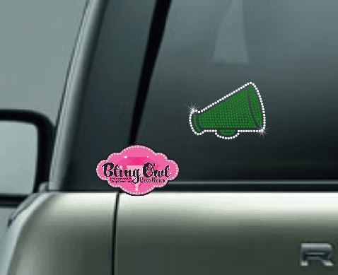 cheer megaphone bling decal car decal window decal laptop water bottle sticker bling rhinestones sparkle