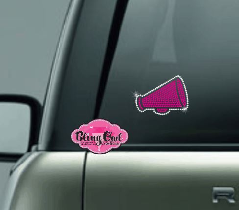 cheer megaphone bling decal car decal window decal laptop water bottle sticker bling rhinestones sparkle