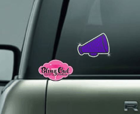 cheer megaphone bling decal car decal window decal laptop water bottle sticker bling rhinestones sparkle
