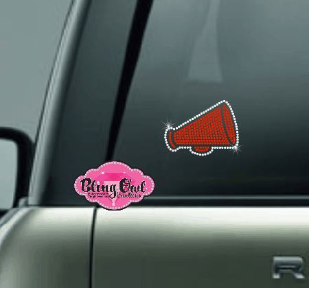 cheer megaphone bling decal car decal window decal laptop water bottle sticker bling rhinestones sparkle