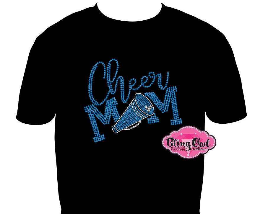 cheer_mom with megaphone rhinestones sparkle bling