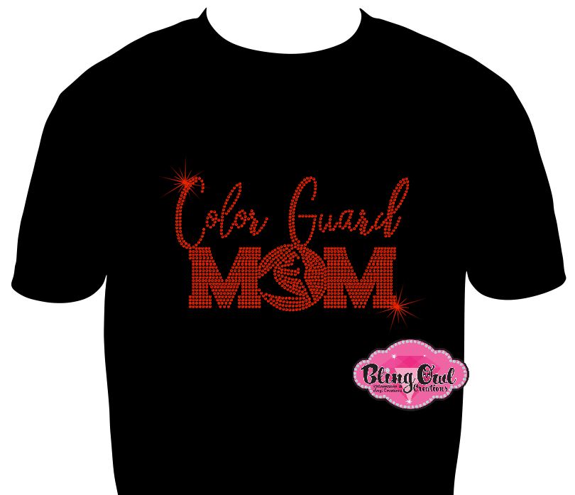 color guard mom marching band school spirit wear rhinestone bling sparkle bedazzled