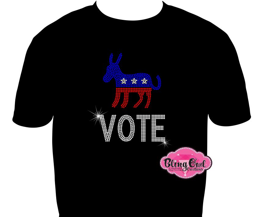 democrat democratic vote politics shirt rhinestones sparkle bling