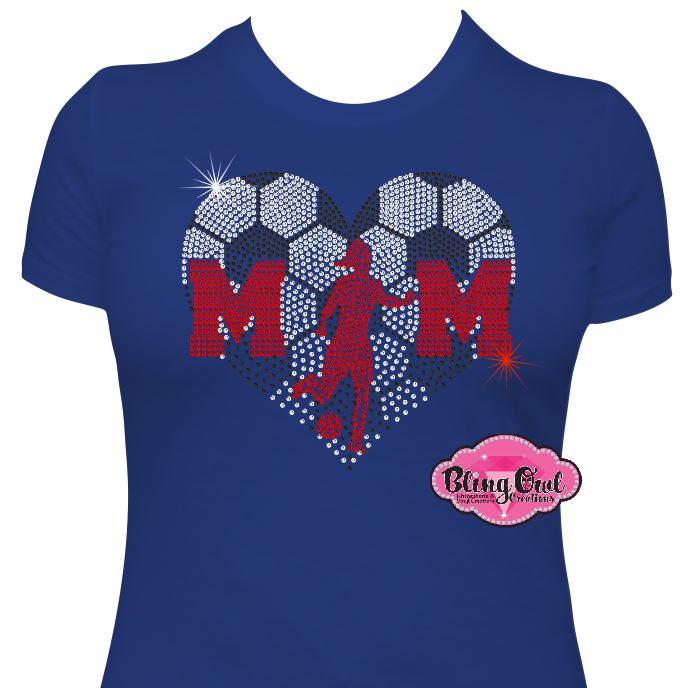 soccer_mom heart love girl spirit_wear rhinestones sparkle bling