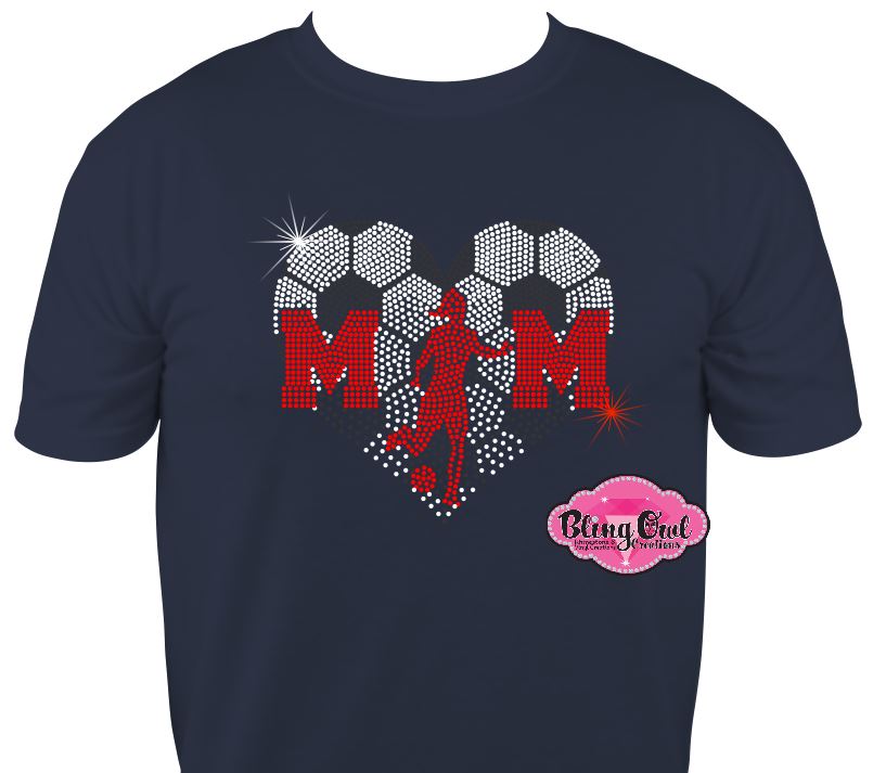 soccer_mom heart love girl spirit_wear rhinestones sparkle bling